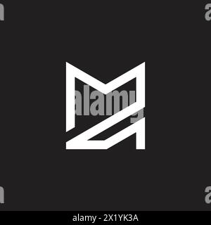 letter mz simple geometric linear logo vector Stock Vector