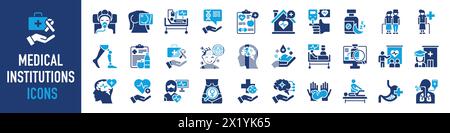 Medical institutions icon set. Health care service symbol collection. Vector icons illustration. Stock Vector