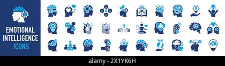 Emotional intelligence icon. Such as social skills, self-awareness, self-regulation, empathy and motivation vector icons collection. Stock Vector