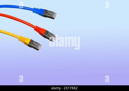 close-up of colored Cable for connecting inverter control panel, VE-Interface MK3-USB and VE.Bus connections with several VE.Bus devices and GX device Stock Photo