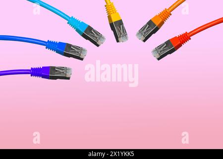close-up of colored Cable for connecting inverter control panel, VE-Interface MK3-USB and VE.Bus connections with several VE.Bus devices and GX device Stock Photo