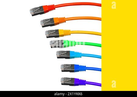 close-up of colored Cable for connecting inverter control panel, VE-Interface MK3-USB and VE.Bus connections with several VE.Bus devices and GX device Stock Photo