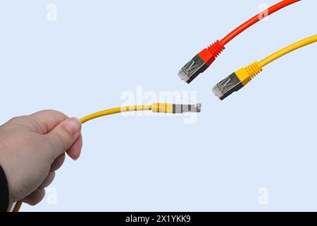 close-up of colored Cable for connecting inverter control panel, VE-Interface MK3-USB and VE.Bus connections with several VE.Bus devices and GX device Stock Photo