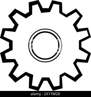 vector drawing black and white gear Stock Vector