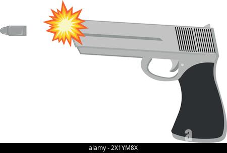 Vector gun shooting bullet Stock Vector