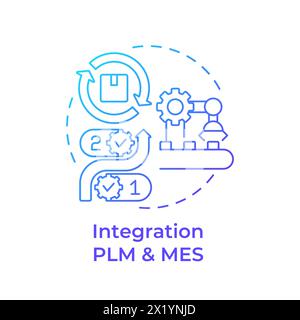 Integration PLM and MES blue gradient concept icon Stock Vector