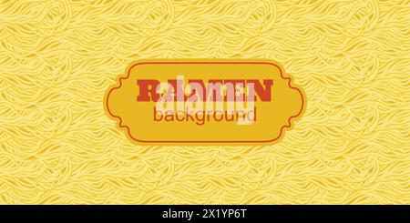 Asian ramen noodles background. Seamless pattern with Italian spaghetti pasta. Wavy texture with noodles. Vector illustration. Stock Vector