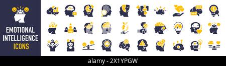 Emotional intelligence icon. Such as social skills, self-awareness, self-regulation, empathy and motivation vector icons collection. Stock Vector