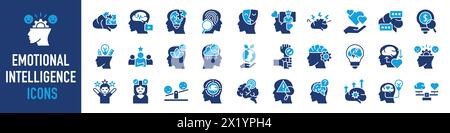 Emotional intelligence icon. Such as social skills, self-awareness, self-regulation, empathy and motivation vector icons collection. Stock Vector