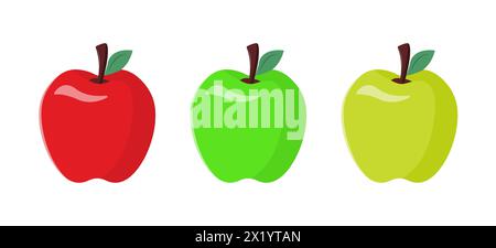 Vector illustration set of apple. Collection of vector apples Stock Vector