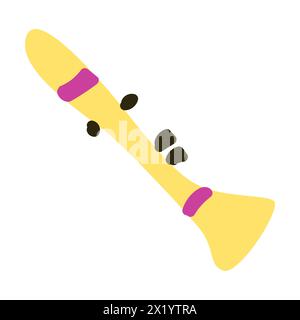 music instrument flute or trumphet isolated . Vector illustration for music banner, card. Bright colors. Stock Vector