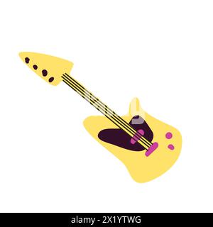 Electric guitar music rock instrument. Vector illustration for music background, poster or banner. Stock Vector