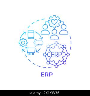 ERP blue gradient concept icon Stock Vector