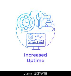 Increased uptime blue gradient concept icon Stock Vector