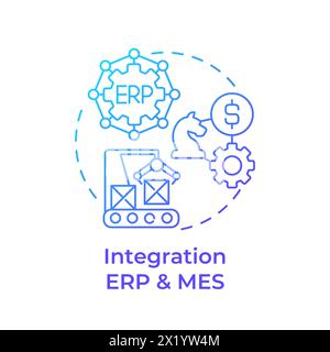 Integration ERP and MES blue gradient concept icon Stock Vector
