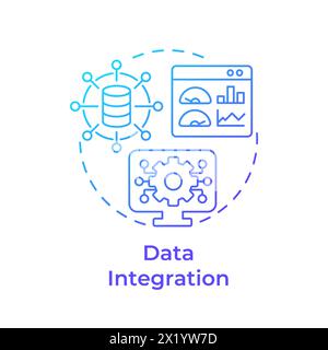 Data integration blue gradient concept icon Stock Vector