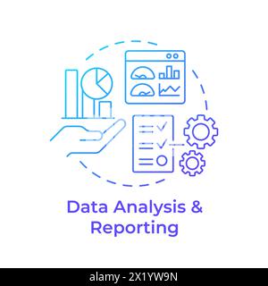 Data analysis and reporting blue gradient concept icon Stock Vector