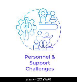 Personnel and support challenges blue gradient concept icon Stock Vector