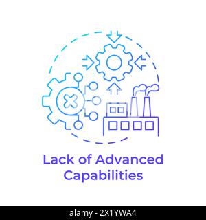 Lack of advanced capabilities blue gradient concept icon Stock Vector