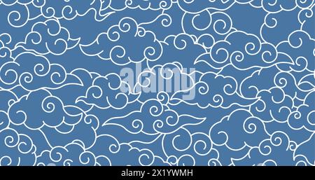 Seamless background with clouds in chinese style, cloudy sky pattern, vector Stock Vector