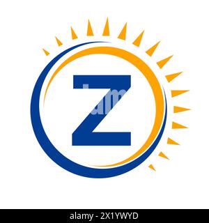 Solar Logo On Letter Z Concept With Sun Icon. Solar System Symbol Stock Vector