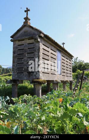Horreo, Near of Porto do Son, A Coruña province, Galicia, Spain. Stock Photo