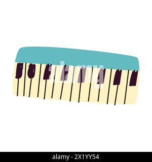 hand drawn music instrument electric piano or synthesizer. Vector illustration for music banner, jazz background. Stock Vector