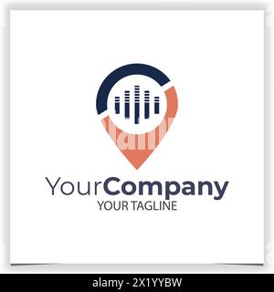 Vector pin sound logo design template Stock Vector