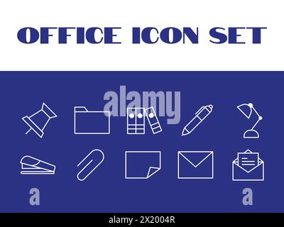 Line Office Icons Set Vector Office Business Illustration Icons set Stock Vector