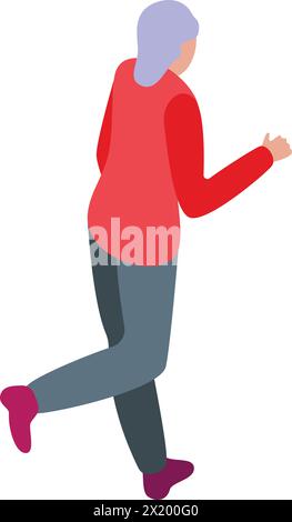 Senior woman jogging icon isometric vector. Active run. Outdoor exercise Stock Vector