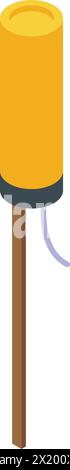 Petard on wooden stick icon isometric vector. Explosive element. Danger fire Stock Vector