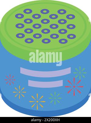 Petard box icon isometric vector. Colorful element. Anniversary party Stock Vector