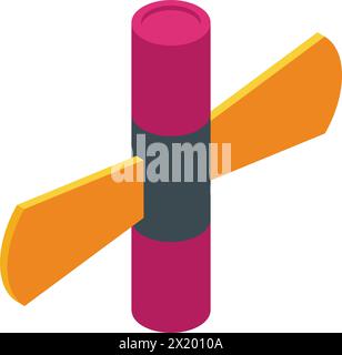 Flying with wings petard icon isometric vector. Modern element. Explosive danger Stock Vector