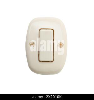 Light flip switch power control concept item single one isolated white background Stock Photo