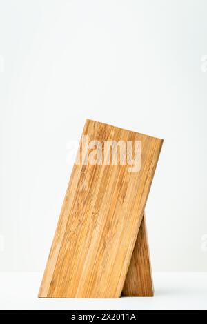Knife block bamboo isolated single one no knives on it empty background Stock Photo