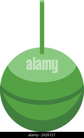 Green ball petard icon isometric vector. Explosive salute. Fireworks carnival Stock Vector