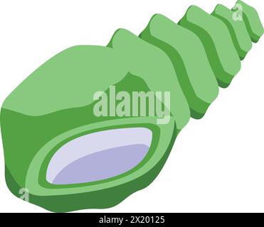 Green sea shell icon isometric vector. Marine element. Aquatic animal Stock Vector