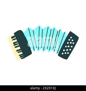 Bayan or accordion folk music instrument, cartoon icon isolated on white background. Vector illustration for music banner, background, poster, invitat Stock Vector