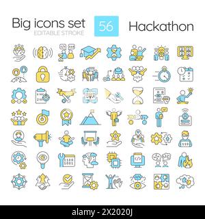 Hackathon RGB color icons set Stock Vector