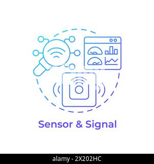 Sensor and signal blue gradient concept icon Stock Vector