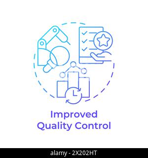 Improved quality control blue gradient concept icon Stock Vector