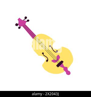 Colored icon isolated - Contrabass, Double Bass. Vector illustration can used for music background, banner or poster. Stock Vector