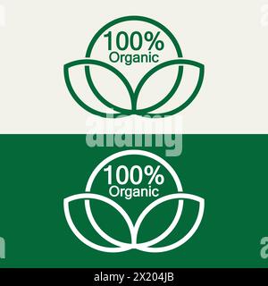 100 percent organic vector logo design. Can use for label, badge, print, flyer, banner, web, element infographic-vector Stock Vector