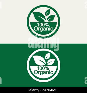 100 percent organic vector logo design. Can use for label, badge, print, flyer, banner, web, element infographic-vector Stock Vector