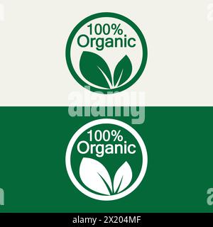 100 percent organic vector logo design. Can use for label, badge, print, flyer, banner, web, element infographic-vector Stock Vector