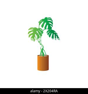 Monstera plants in pots Logo, Monstera Vector Stock Vector