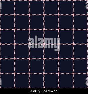 Classic tweed plaid style pattern. Geometric check print in pink and blue color. Classical English background Glen plaid for textile fashion design. Stock Vector