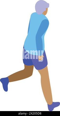 Senior athlete running icon isometric vector. Outdoor training. Workout session Stock Vector