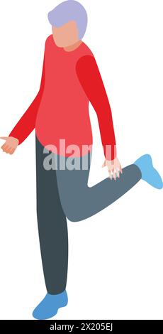 Senior man warm up icon isometric vector. Running outdoor. Happy workout Stock Vector