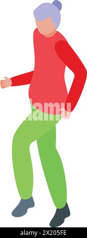 Senior female running icon isometric vector. Happy female. Outdoor training Stock Vector